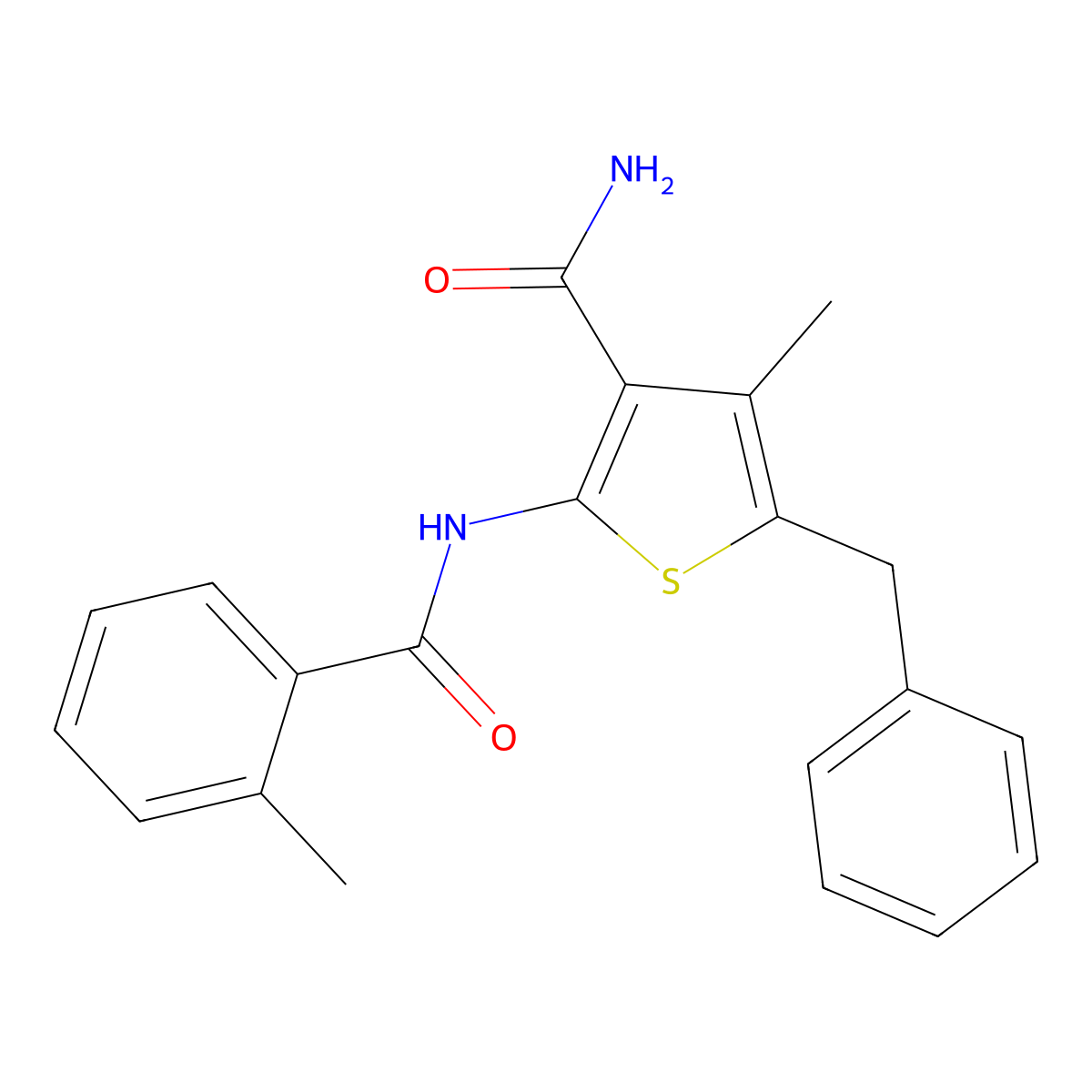 5-Benzyl-4-methyl-2-[(2-methylbenzoyl)amino]-3-thiophenecarboxamide molecular structure, CAS 314284-66-7