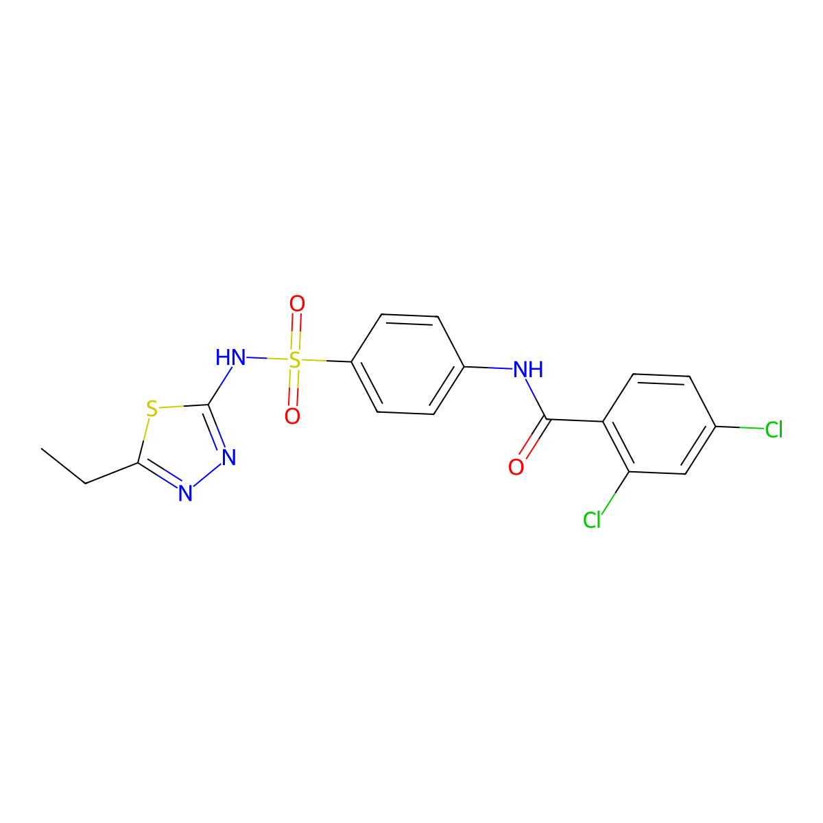 2,4-dichloro-N-{4-[(5-ethyl-1,3,4-thiadiazol-2-yl)sulfamoyl]phenyl}benzamide molecular structure, CAS 314284-92-9