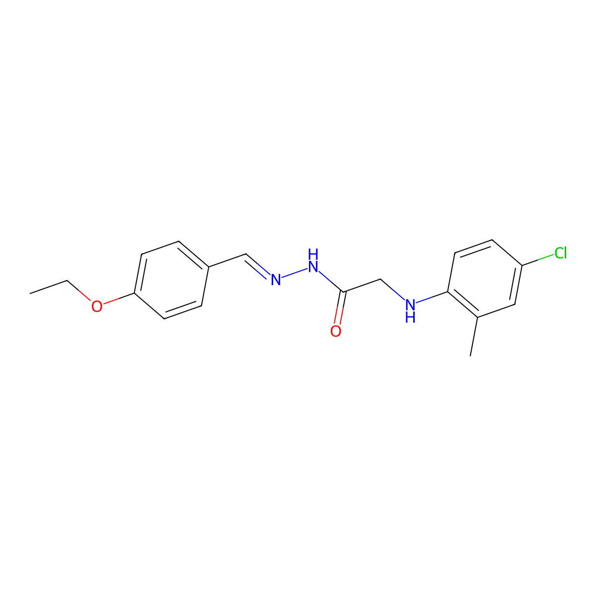 Glycine, N-(4-chloro-2-methylphenyl)-, [(4-ethoxyphenyl)methylene]hydrazide molecular structure, CAS 314285-29-5