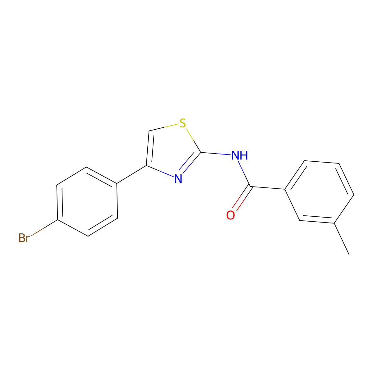 N-[4-(4-bromophenyl)-1,3-thiazol-2-yl]-3-methylbenzamide molecular structure, CAS 314289-99-1