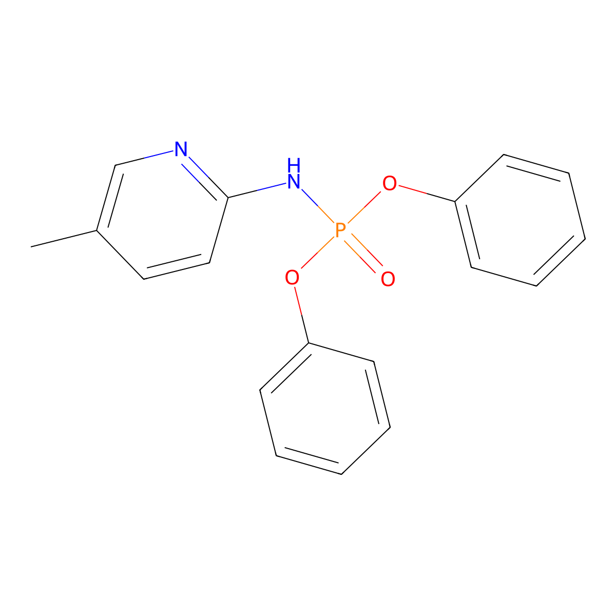 Diphenyl (5-methyl-2-pyridinyl)amidophosphate molecular structure, CAS 3143-74-6