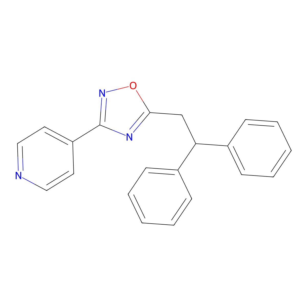 4-[5-(2,2-Diphenylethyl)-1,2,4-oxadiazol-3-yl]pyridine molecular structure, CAS 31433-36-0