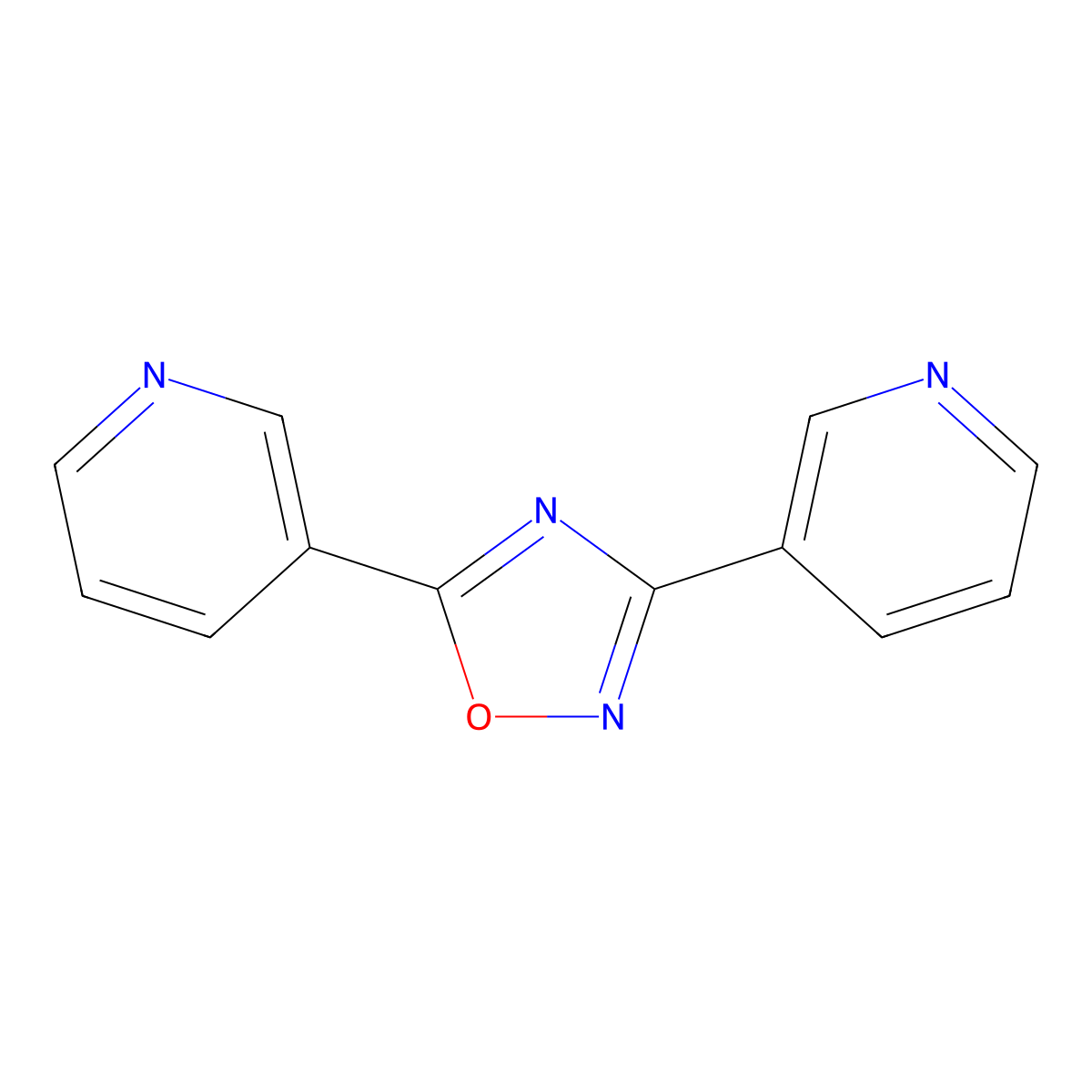 1,2,4-Oxadiazole, 3,5-bis(3-pyridinyl)- molecular structure, CAS 31433-43-9