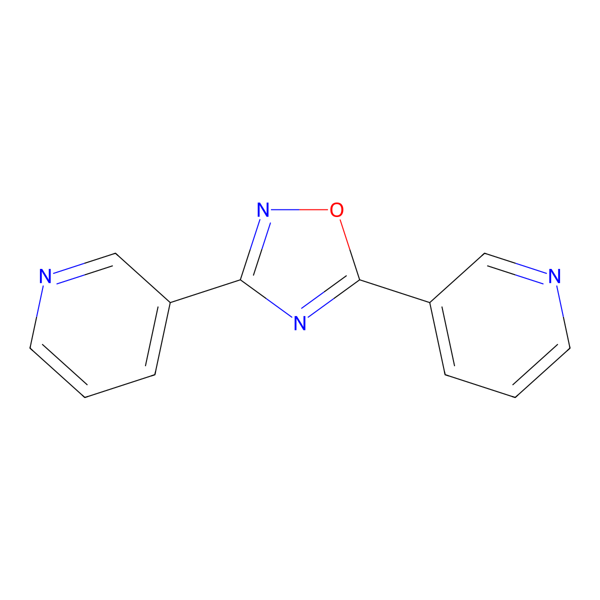 1,2,4-Oxadiazole, 3,5-bis(3-pyridinyl)- molecular structure, CAS 31433-43-9