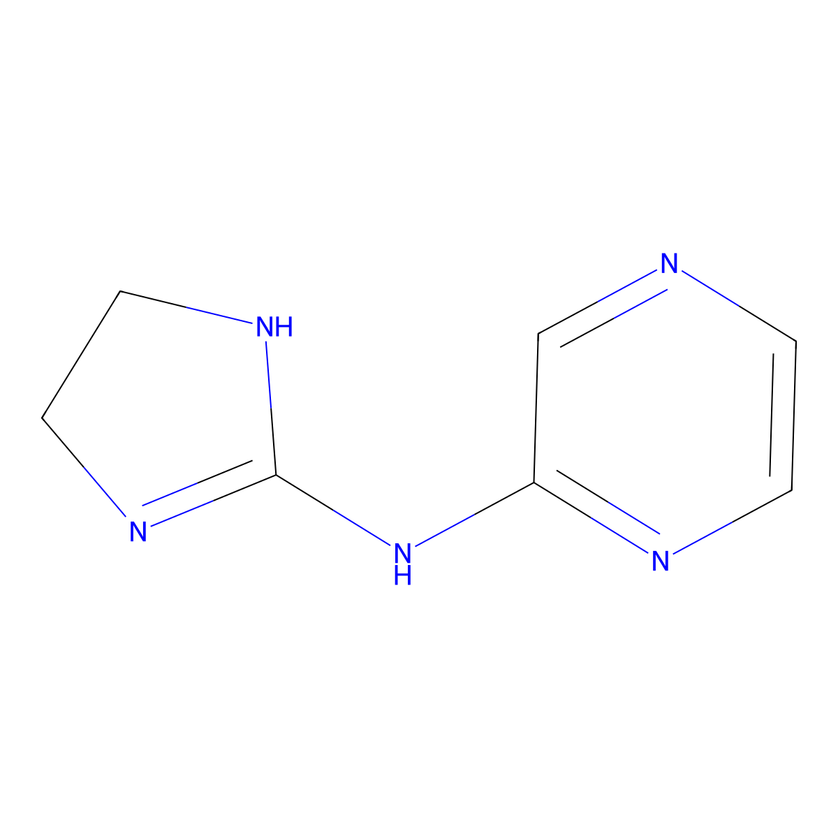 N-(4,5-dihydro-1H-imidazol-2-yl)pyrazin-2-amine molecular structure, CAS 31437-07-7
