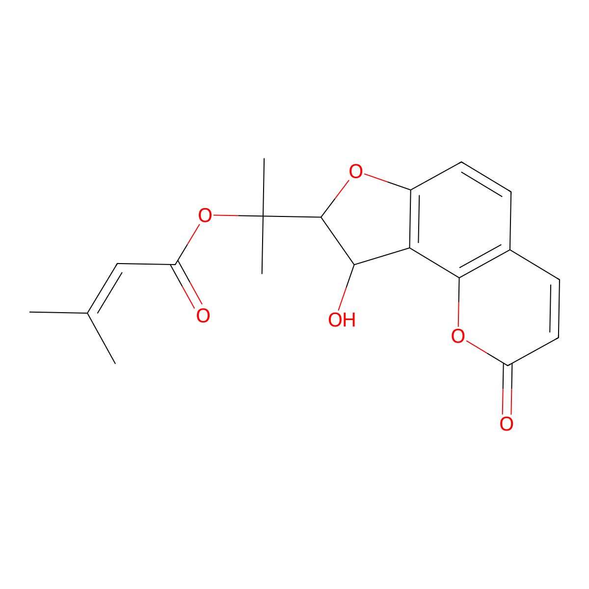 9-Hydroxy-O-senecioyl-8,9-dihydrooroselol molecular structure, CAS 31456-63-0