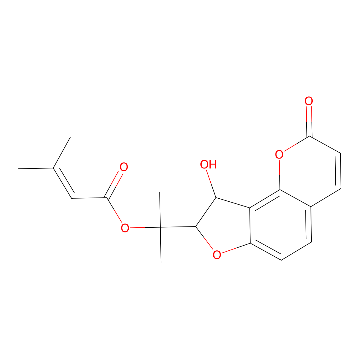 9-Hydroxy-O-senecioyl-8,9-dihydrooroselol molecular structure, CAS 31456-63-0