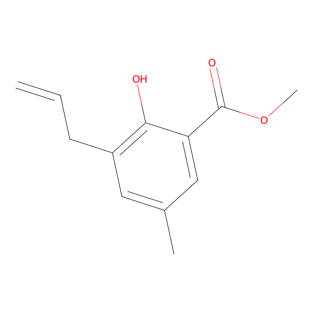 Methyl 2-hydroxy-5-methyl-3-(prop-2-en-1-yl)benzoate molecular structure, CAS 31456-96-9