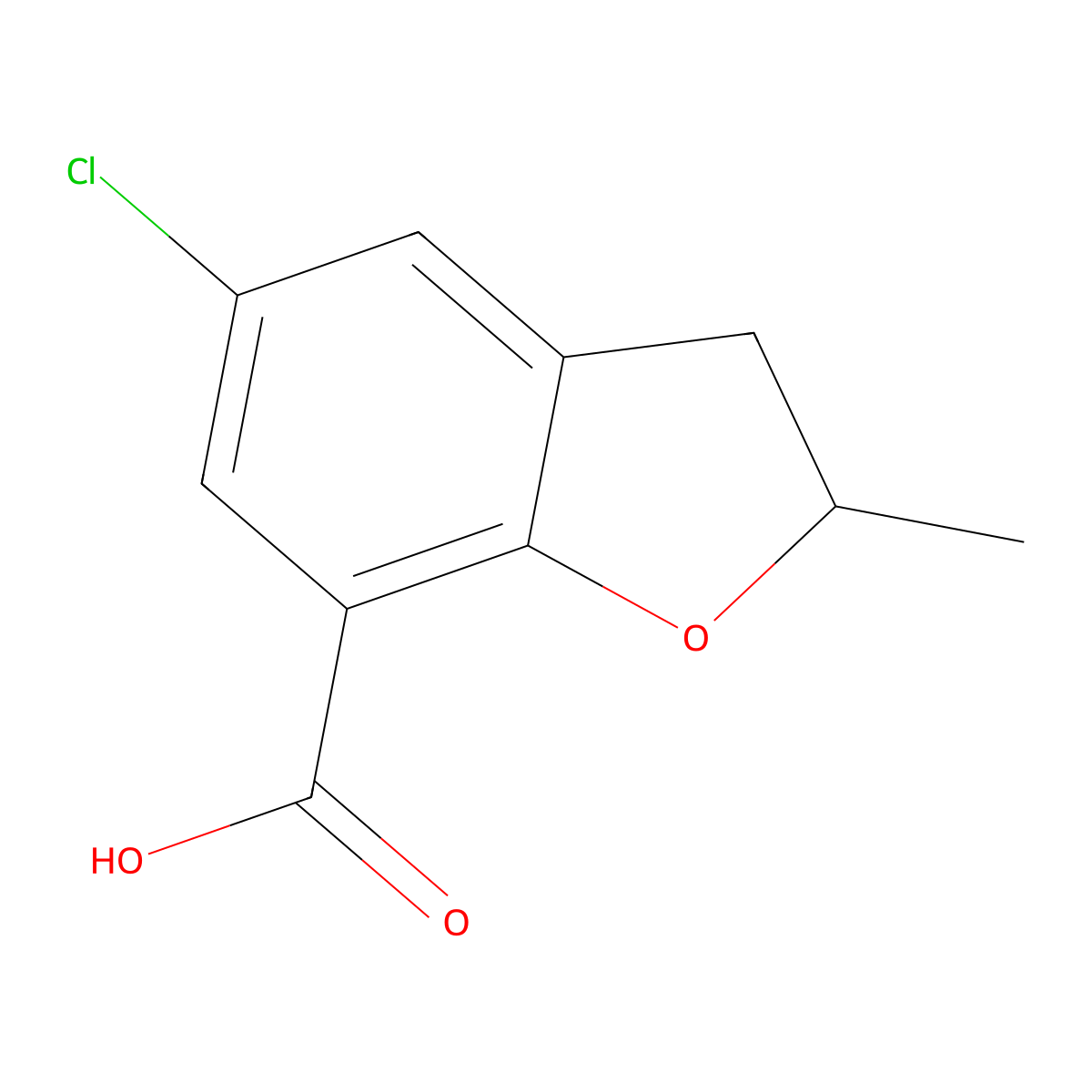 5-Chloro-2-methyl-2,3-dihydrobenzofuran-7-carboxylic acid molecular structure, CAS 31457-04-2