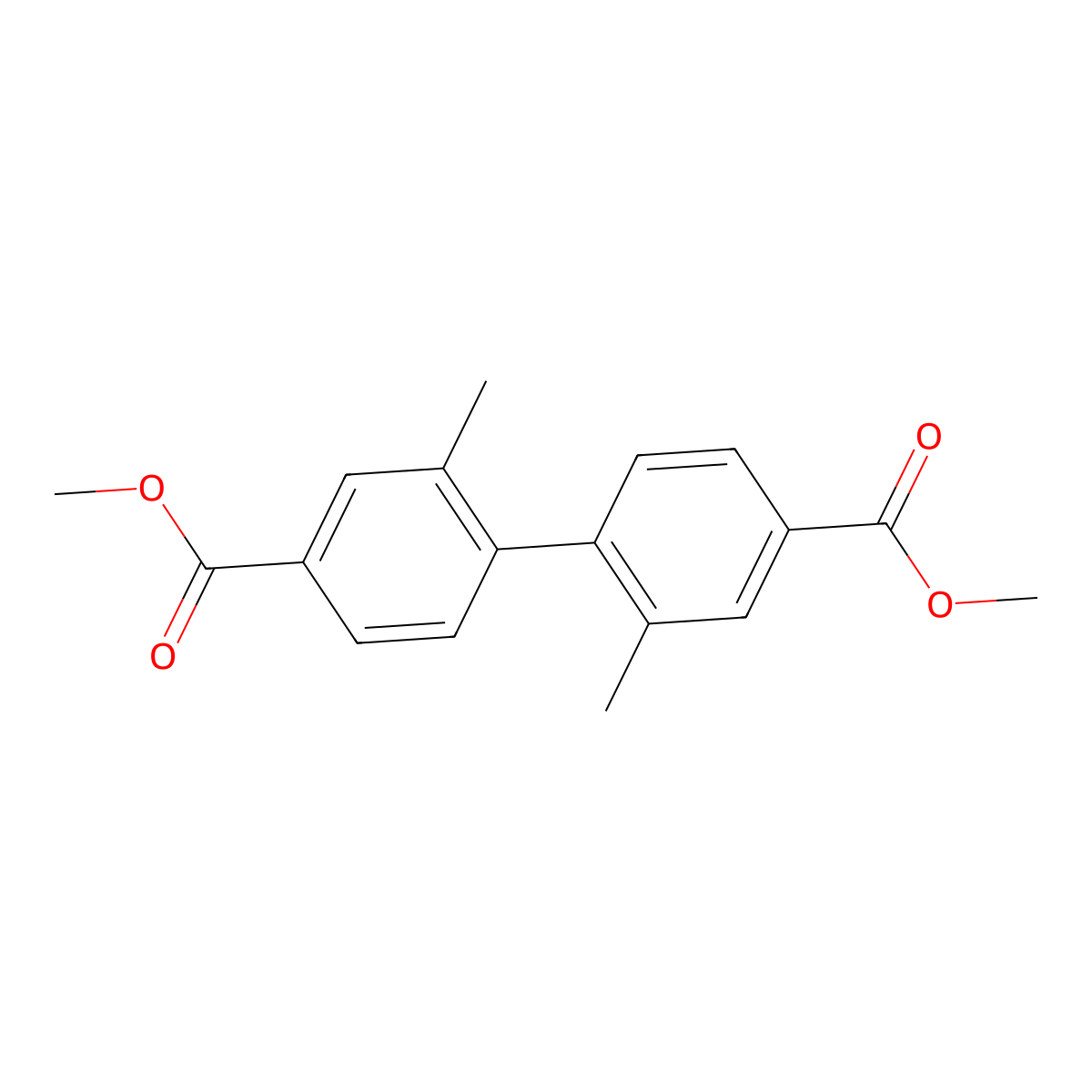 Dimethyl 2,2'-dimethylbiphenyl-4,4'-dicarboxylate molecular structure, CAS 31458-18-1