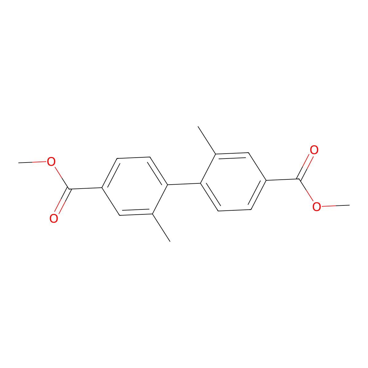 Dimethyl 2,2'-dimethylbiphenyl-4,4'-dicarboxylate molecular structure, CAS 31458-18-1