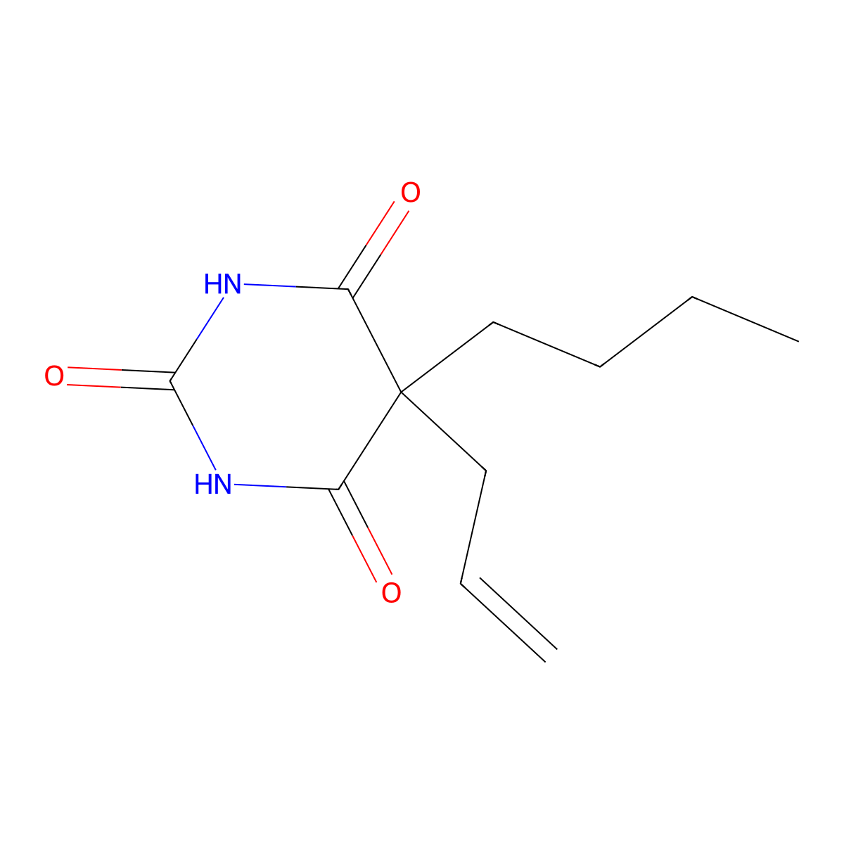 2,4,6(1H,3H,5H)-Pyrimidinetrione, 5-butyl-5-(2-propenyl)- molecular structure, CAS 3146-66-5