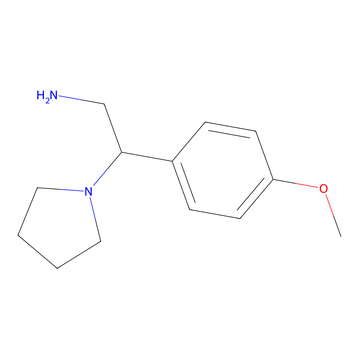 2-(4-Methoxyphenyl)-2-(pyrrolidin-1-yl)ethan-1-amine molecular structure, CAS 31466-55-4