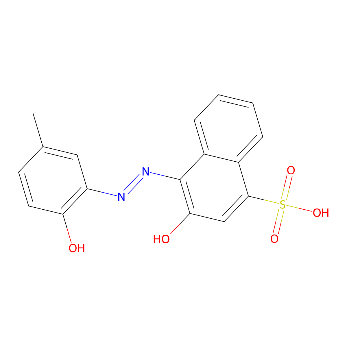 3-Hydroxy-4-(6-hydroxy-m-tolylazo)naphthalene-1-sulphonic acid molecular structure, CAS 3147-14-6