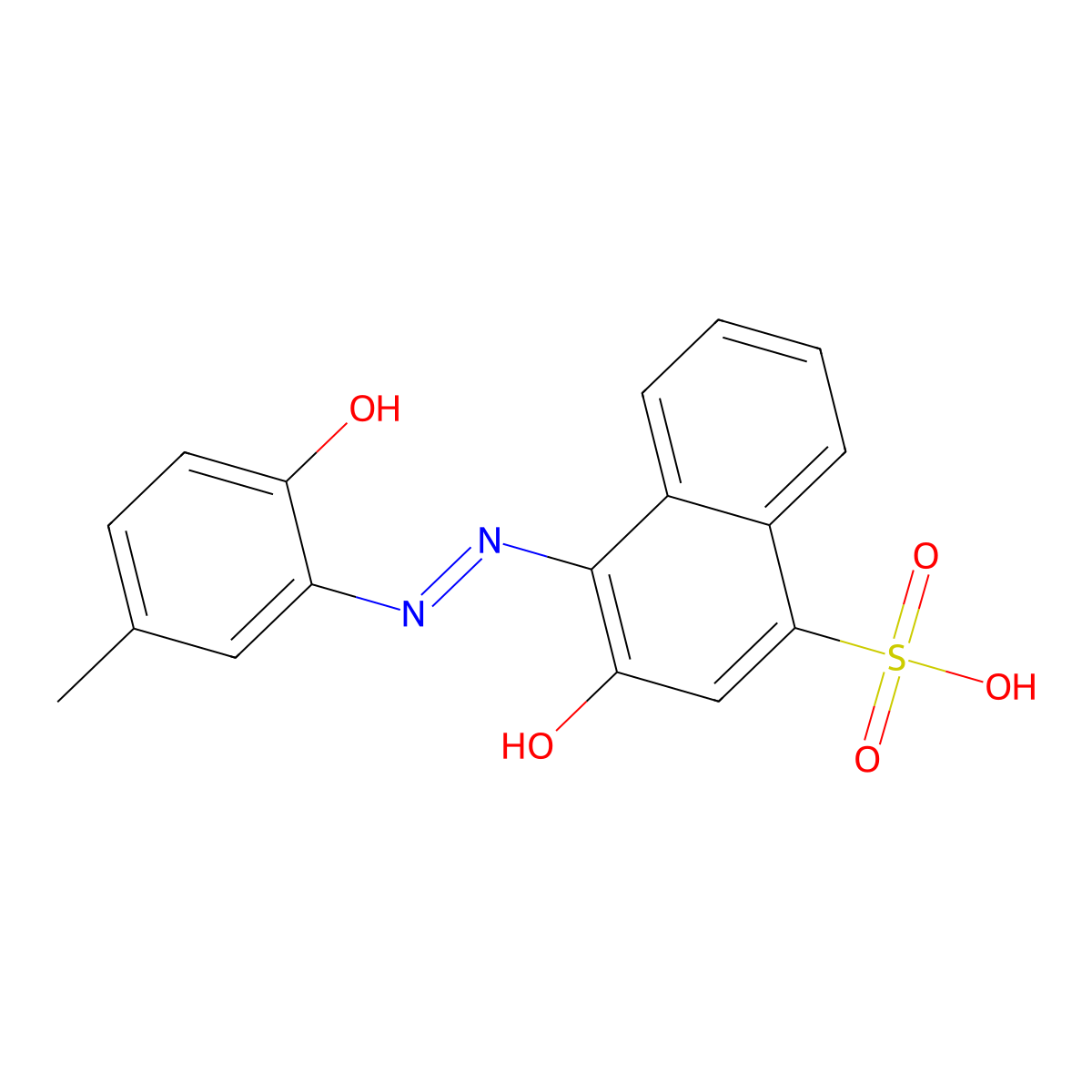 3-Hydroxy-4-(6-hydroxy-m-tolylazo)naphthalene-1-sulphonic acid molecular structure, CAS 3147-14-6