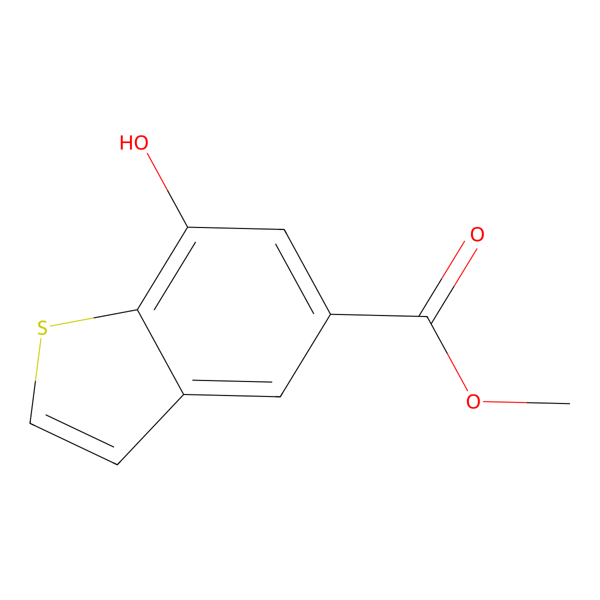 Methyl 7-hydroxy-1-benzothiophene-5-carboxylate molecular structure, CAS 314725-16-1