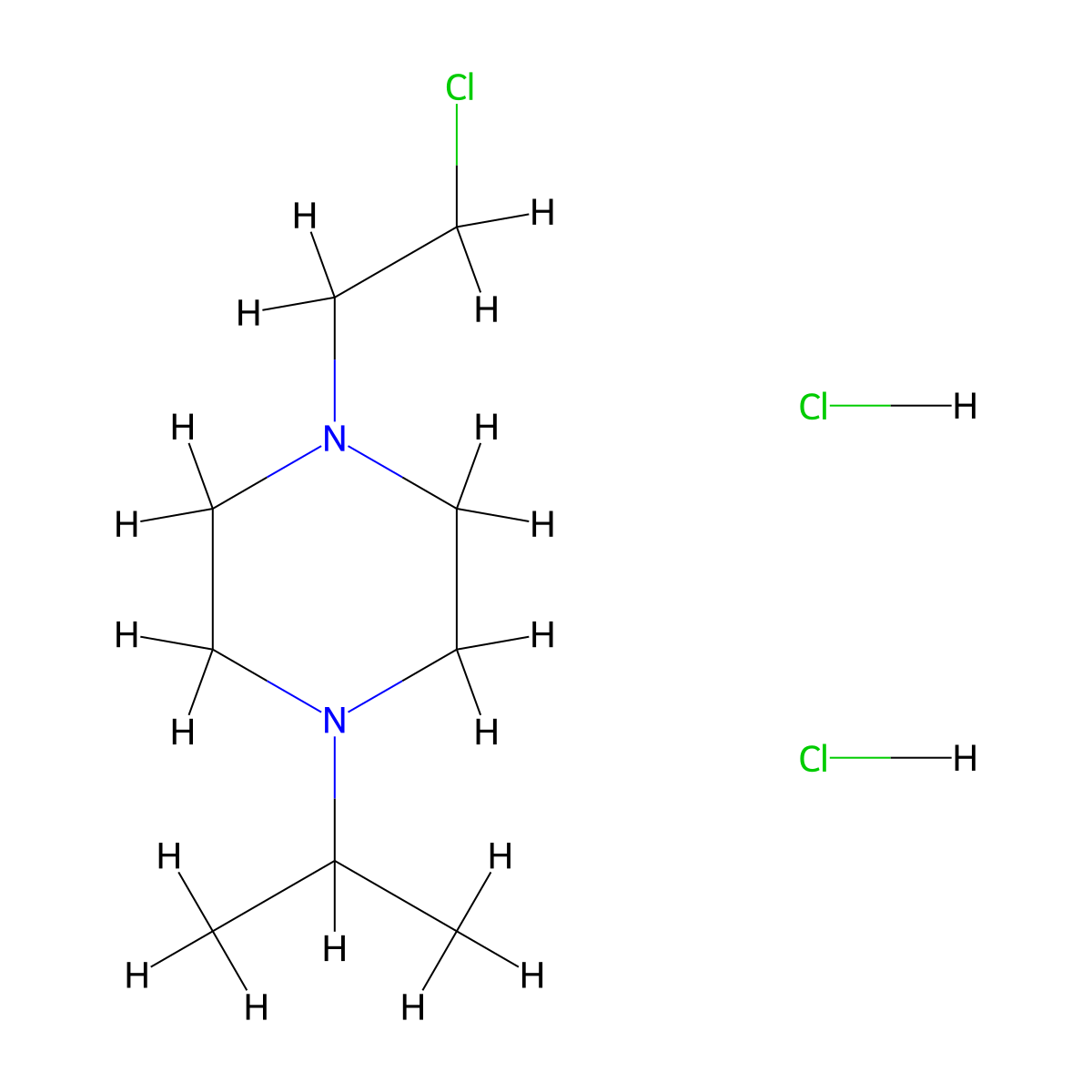 1-(2-Chloroethyl)-4-(propan-2-yl)piperazine--hydrogen chloride (1/2) molecular structure, CAS 314725-91-2