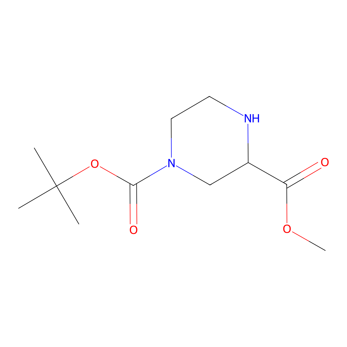 1-tert-butyl 3-methyl (3S)-piperazine-1,3-dicarboxylate molecular structure, CAS 314741-39-4