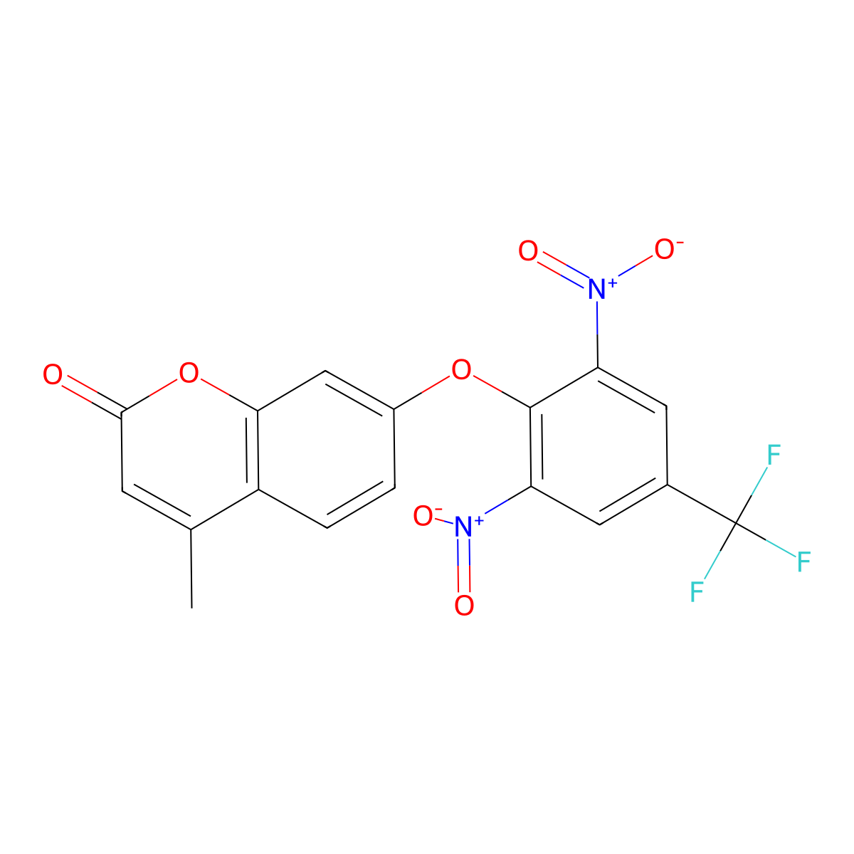 7-[2,6-dinitro-4-(trifluoromethyl)phenoxy]-4-methyl-2H-chromen-2-one molecular structure, CAS 314742-01-3
