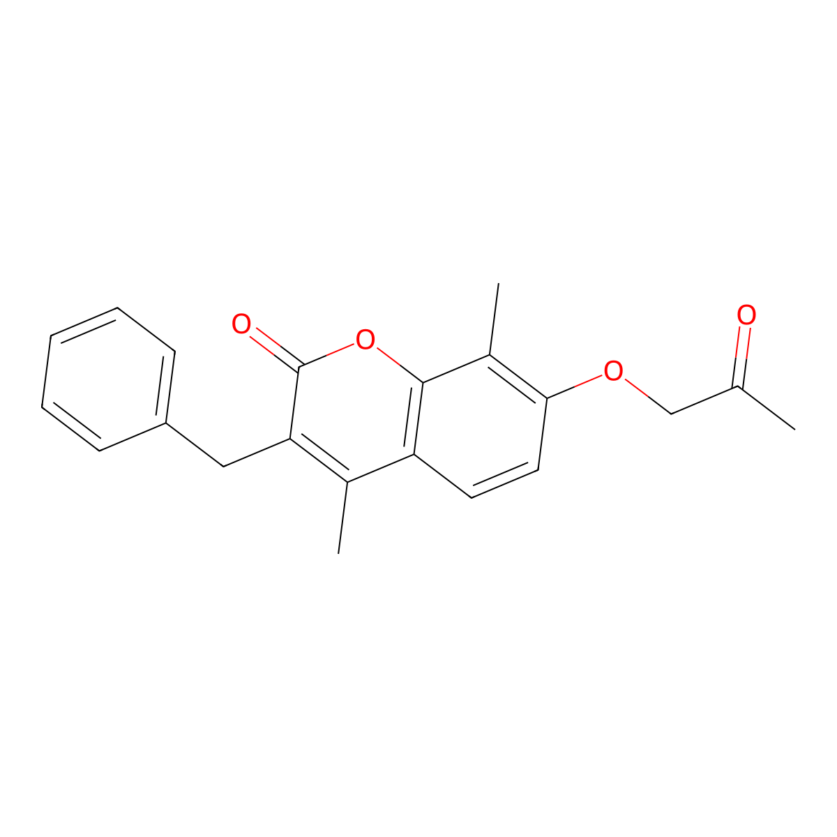 3-benzyl-4,8-dimethyl-7-(2-oxopropoxy)-2H-chromen-2-one molecular structure, CAS 314742-84-2