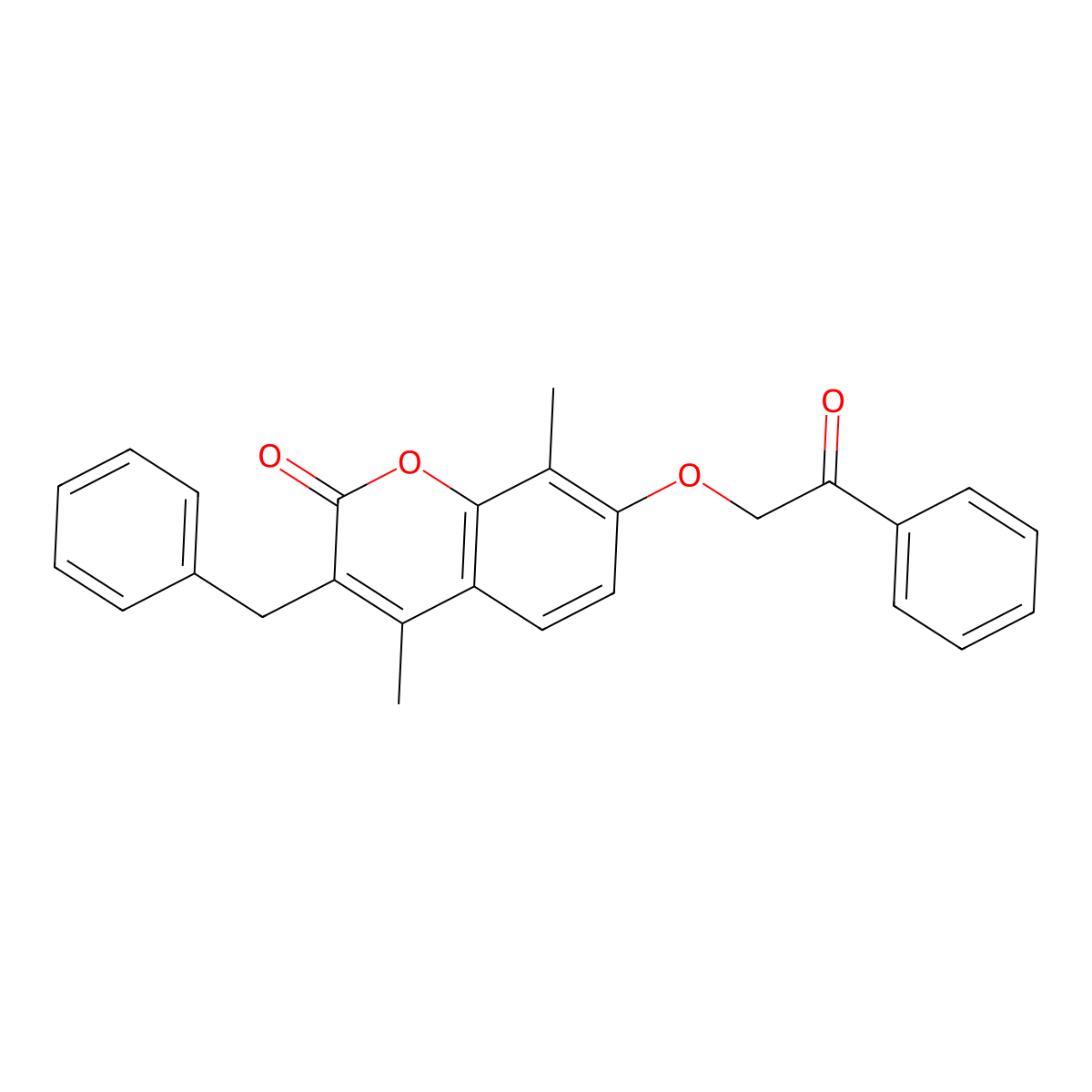 3-benzyl-4,8-dimethyl-7-(2-oxo-2-phenylethoxy)-2H-chromen-2-one molecular structure, CAS 314742-86-4
