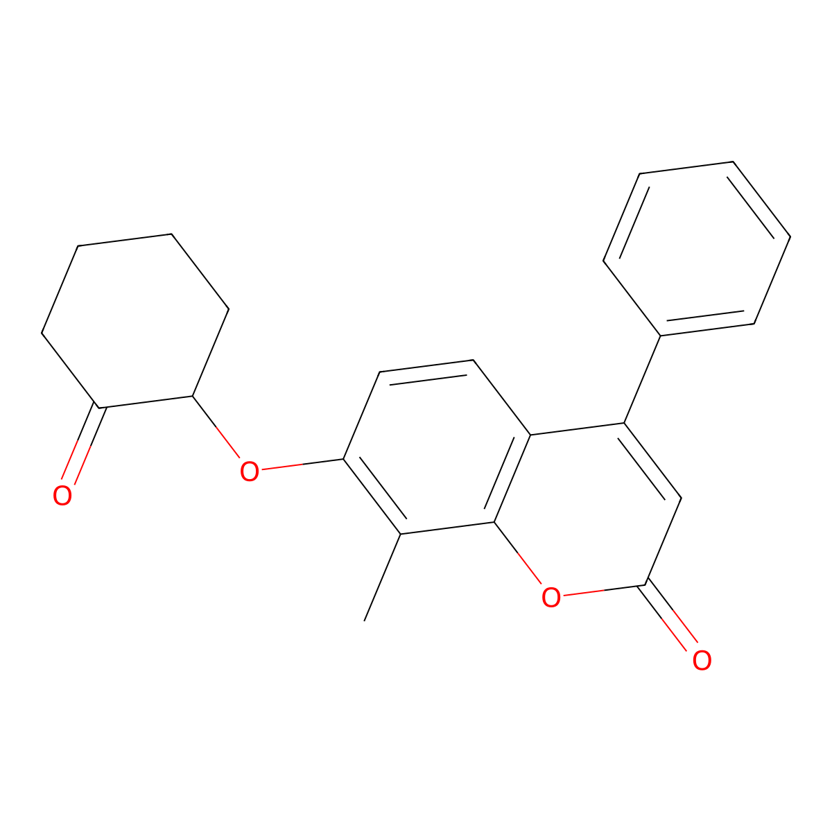8-Methyl-7-(2-oxo-cyclohexyloxy)-4-phenyl-chromen-2-one molecular structure, CAS 314743-01-6
