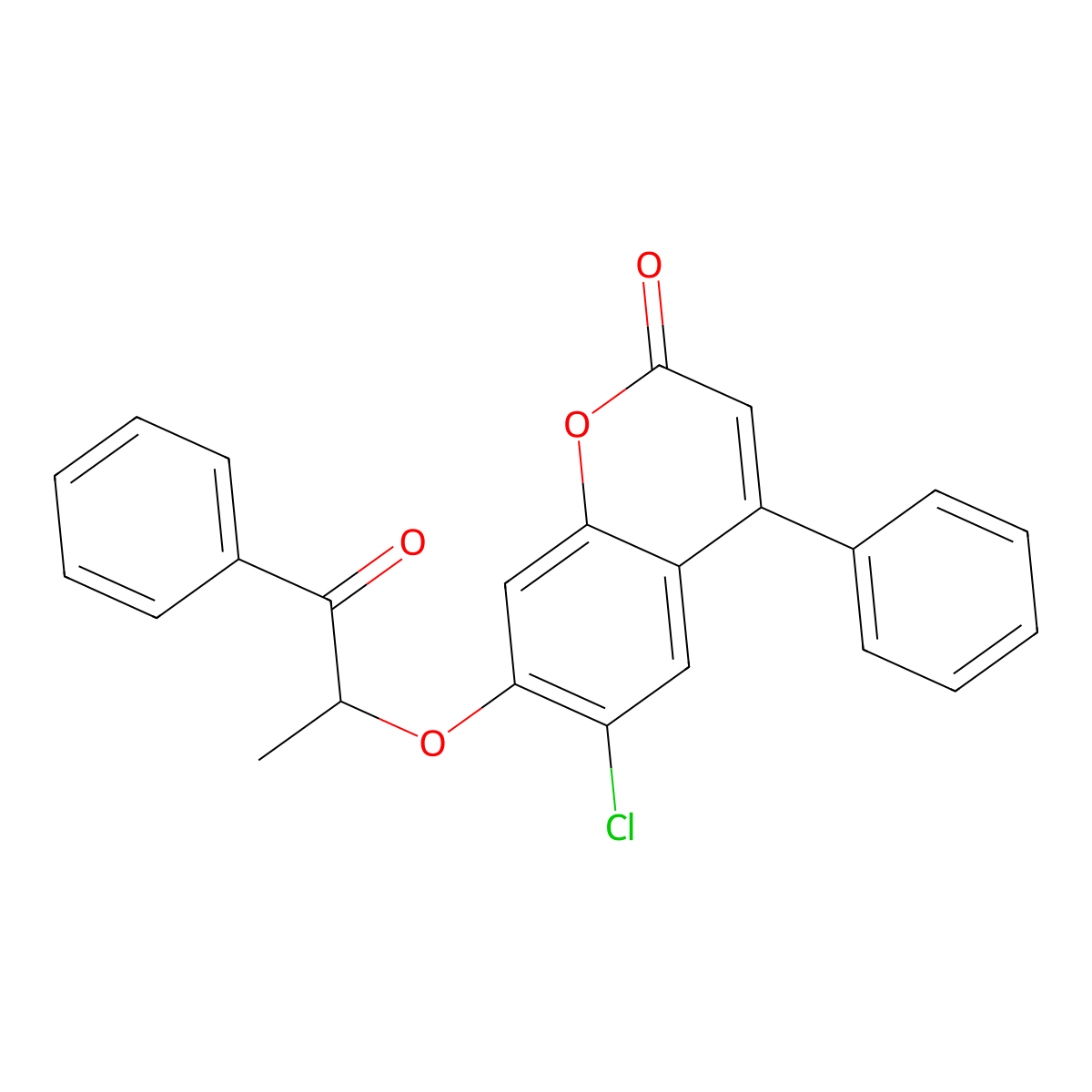 6-chloro-7-(1-methyl-2-oxo-2-phenylethoxy)-4-phenyl-2H-chromen-2-one molecular structure, CAS 314743-08-3
