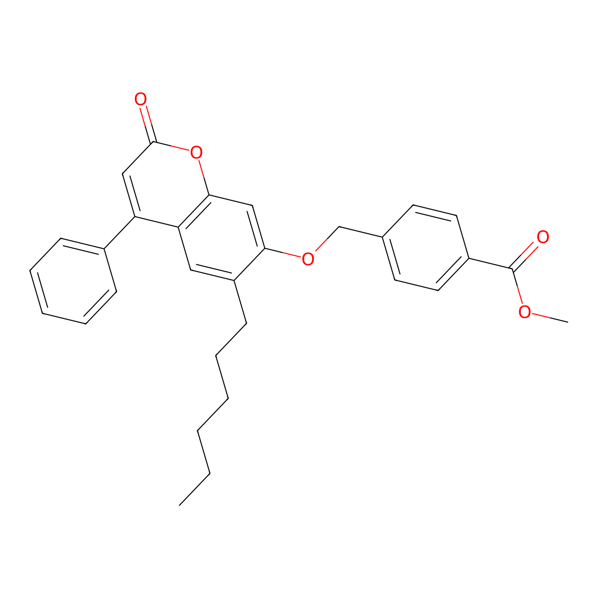 methyl 4-{[(6-hexyl-2-oxo-4-phenyl-2H-chromen-7-yl)oxy]methyl}benzoate molecular structure, CAS 314743-34-5