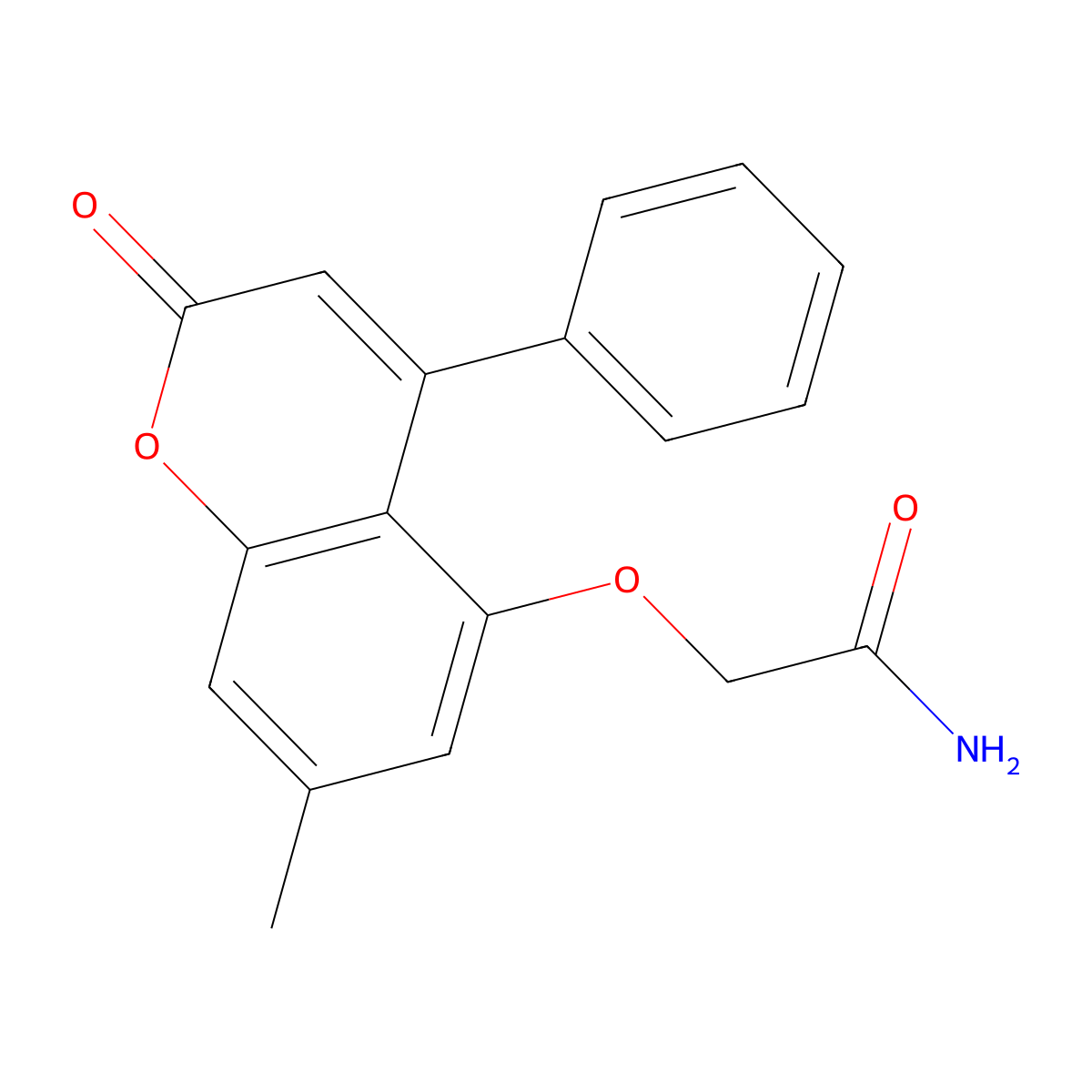 2-[(7-methyl-2-oxo-4-phenyl-2H-chromen-5-yl)oxy]acetamide molecular structure, CAS 314743-46-9