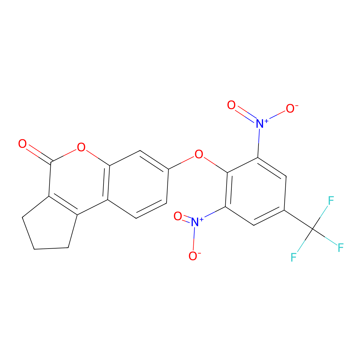 7-(2,6-dinitro-4-(trifluoromethyl)phenoxy)-2,3-dihydrocyclopenta[c]chromen-4(1H)-one molecular structure, CAS 314743-68-5