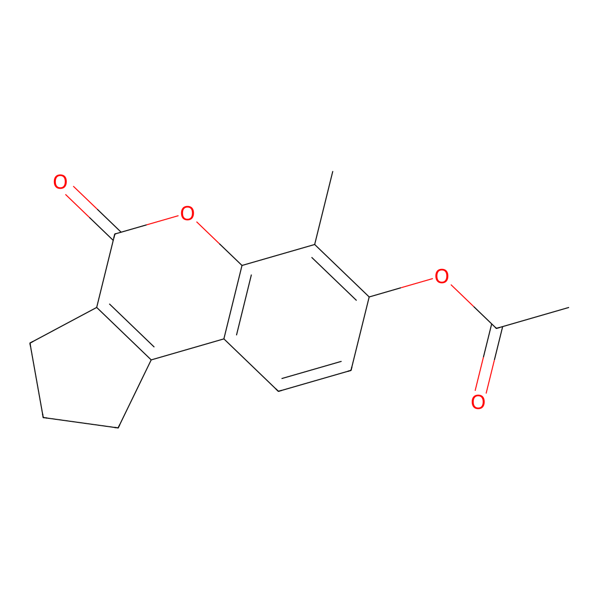 6-Methyl-4-oxo-1,2,3,4-tetrahydrocyclopenta[c]chromen-7-yl acetate molecular structure, CAS 314743-69-6