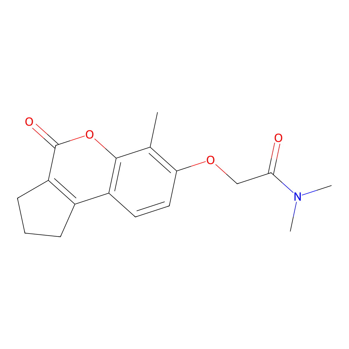 N,N-Dimethyl-2-[(1,2,3,4-tetrahydro-6-methyl-4-oxocyclopenta[c][1]benzopyran-7-yl)oxy]acetamide molecular structure, CAS 314743-73-2