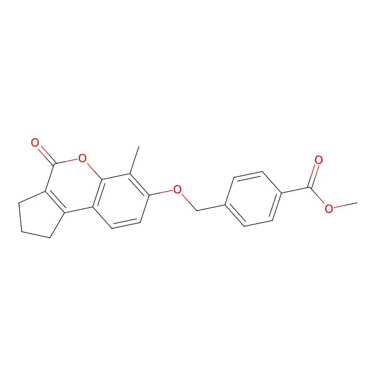 Methyl 4-{[(6-methyl-4-oxo-1,2,3,4-tetrahydrocyclopenta[c]chromen-7-yl)oxy]methyl}benzoate molecular structure, CAS 314743-81-2