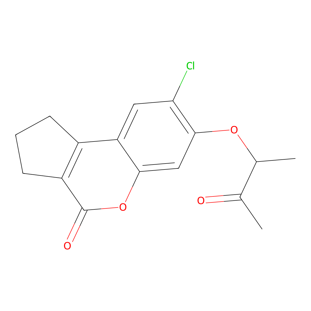 8-chloro-7-[(3-oxobutan-2-yl)oxy]-1H,2H,3H,4H-cyclopenta[c]chromen-4-one molecular structure, CAS 314743-90-3