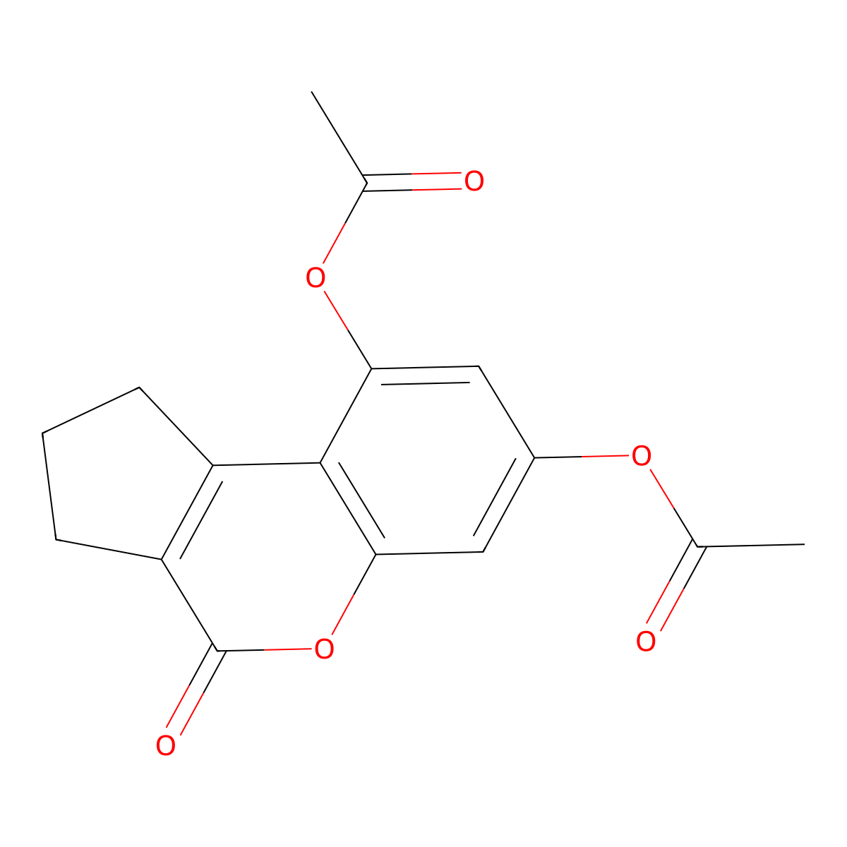 Acetic acid 9-acetoxy-4-oxo-1,2,3,4-tetrahydro-cyclopenta(C)chromen-7-YL ester molecular structure, CAS 314743-99-2