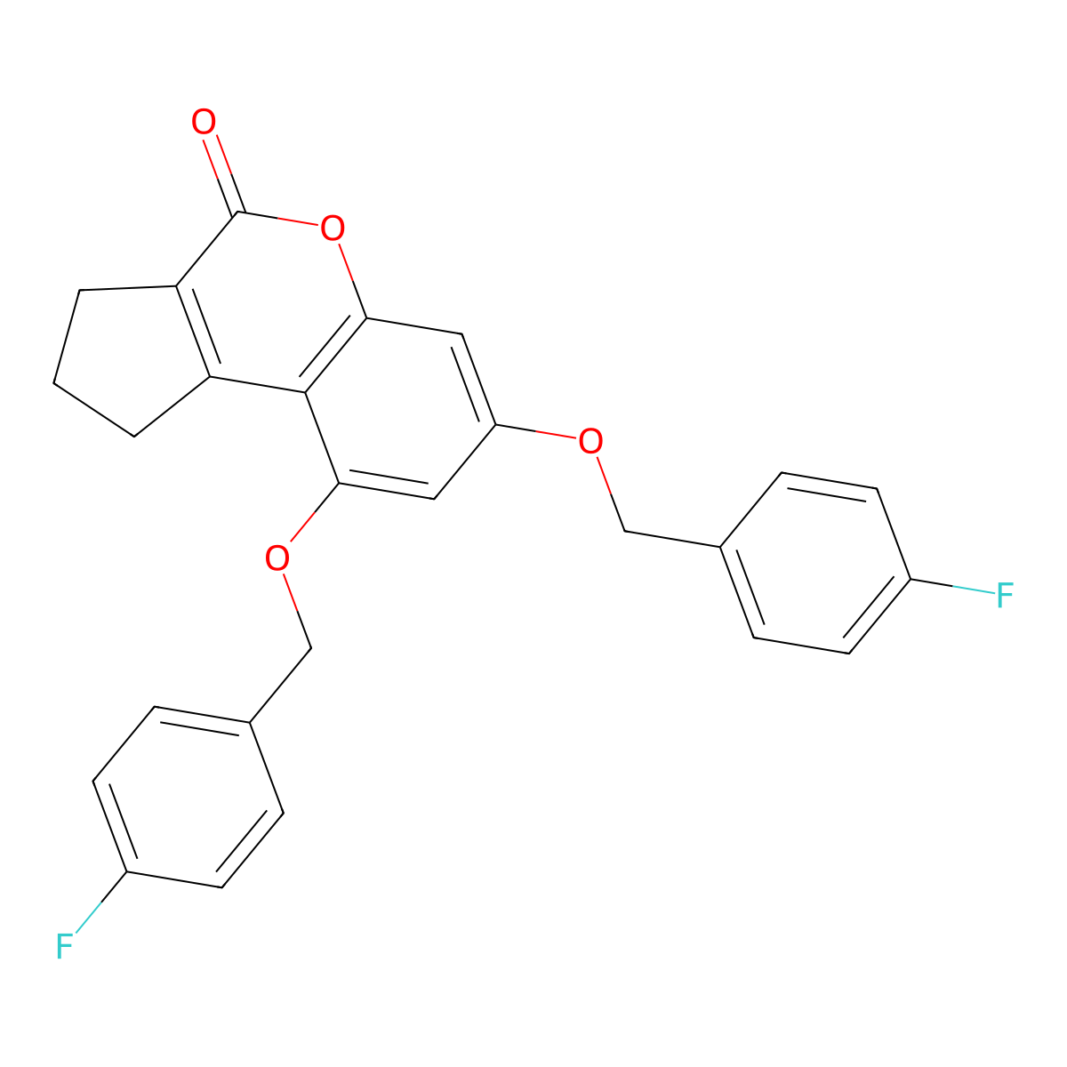 7,9-Bis((4-fluorobenzyl)oxy)-2,3-dihydrocyclopenta(C)chromen-4(1H)-one molecular structure, CAS 314744-00-8