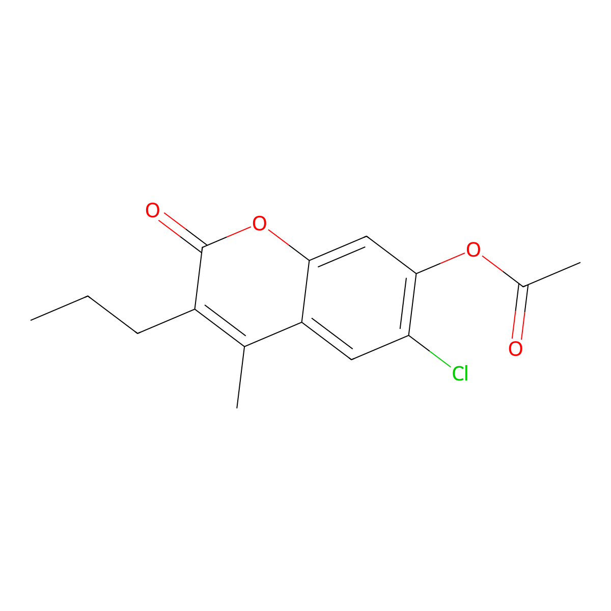 6-chloro-4-methyl-2-oxo-3-propyl-2H-chromen-7-yl acetate molecular structure, CAS 314744-03-1