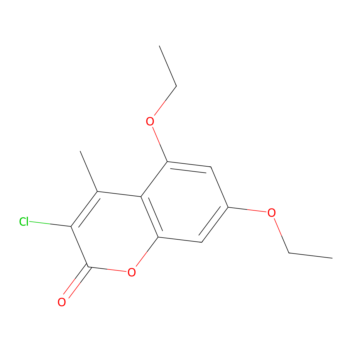 3-chloro-5,7-diethoxy-4-methyl-2H-chromen-2-one molecular structure, CAS 314744-09-7