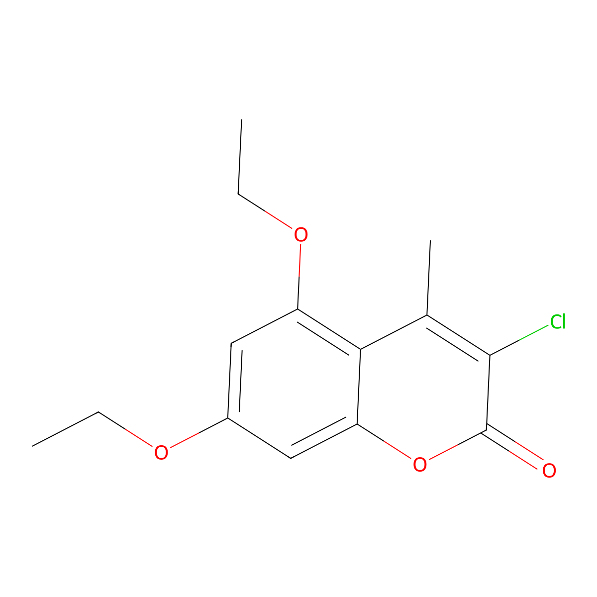3-chloro-5,7-diethoxy-4-methyl-2H-chromen-2-one molecular structure, CAS 314744-09-7