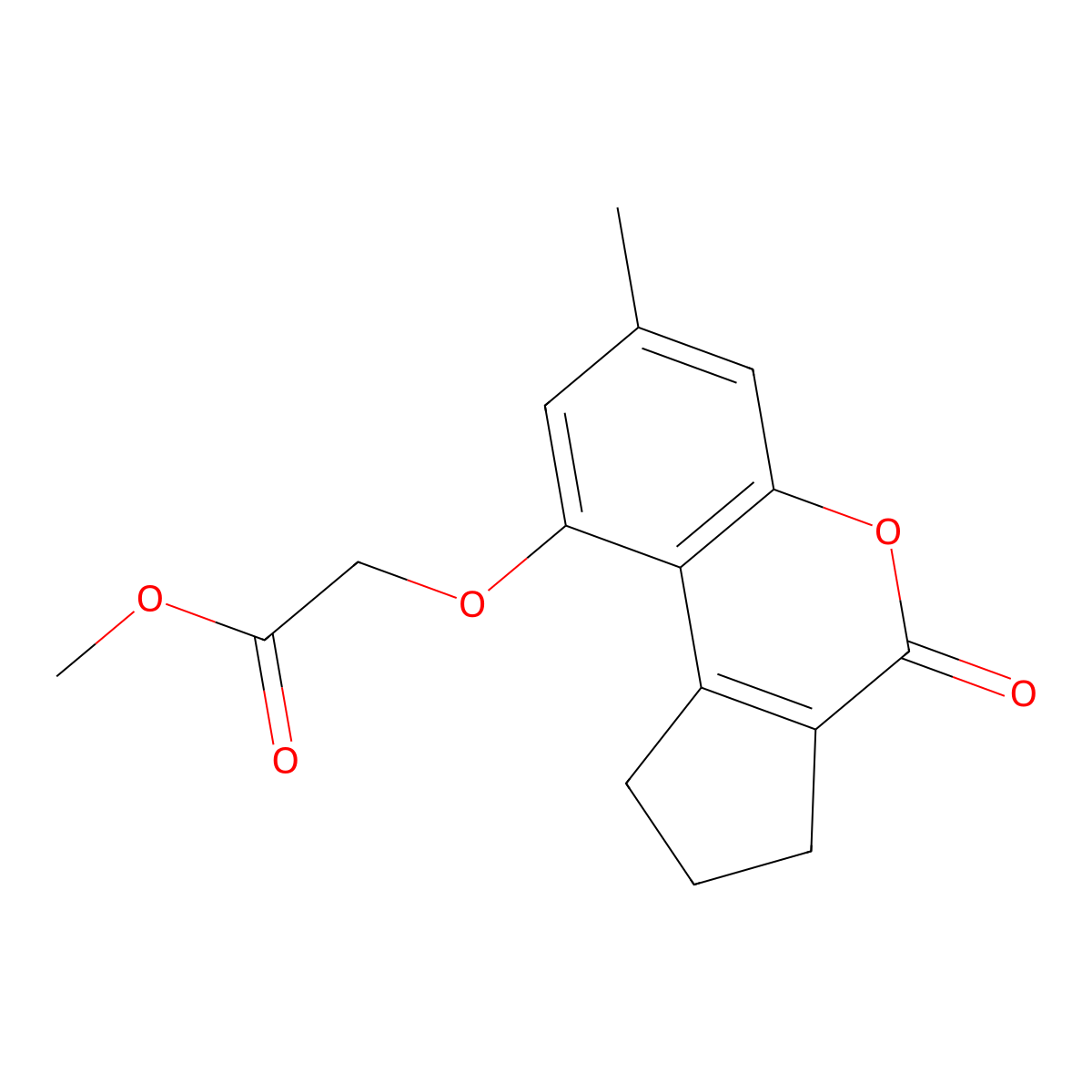 Methyl [(7-methyl-4-oxo-1,2,3,4-tetrahydrocyclopenta[c]chromen-9-yl)oxy]acetate molecular structure, CAS 314744-25-7