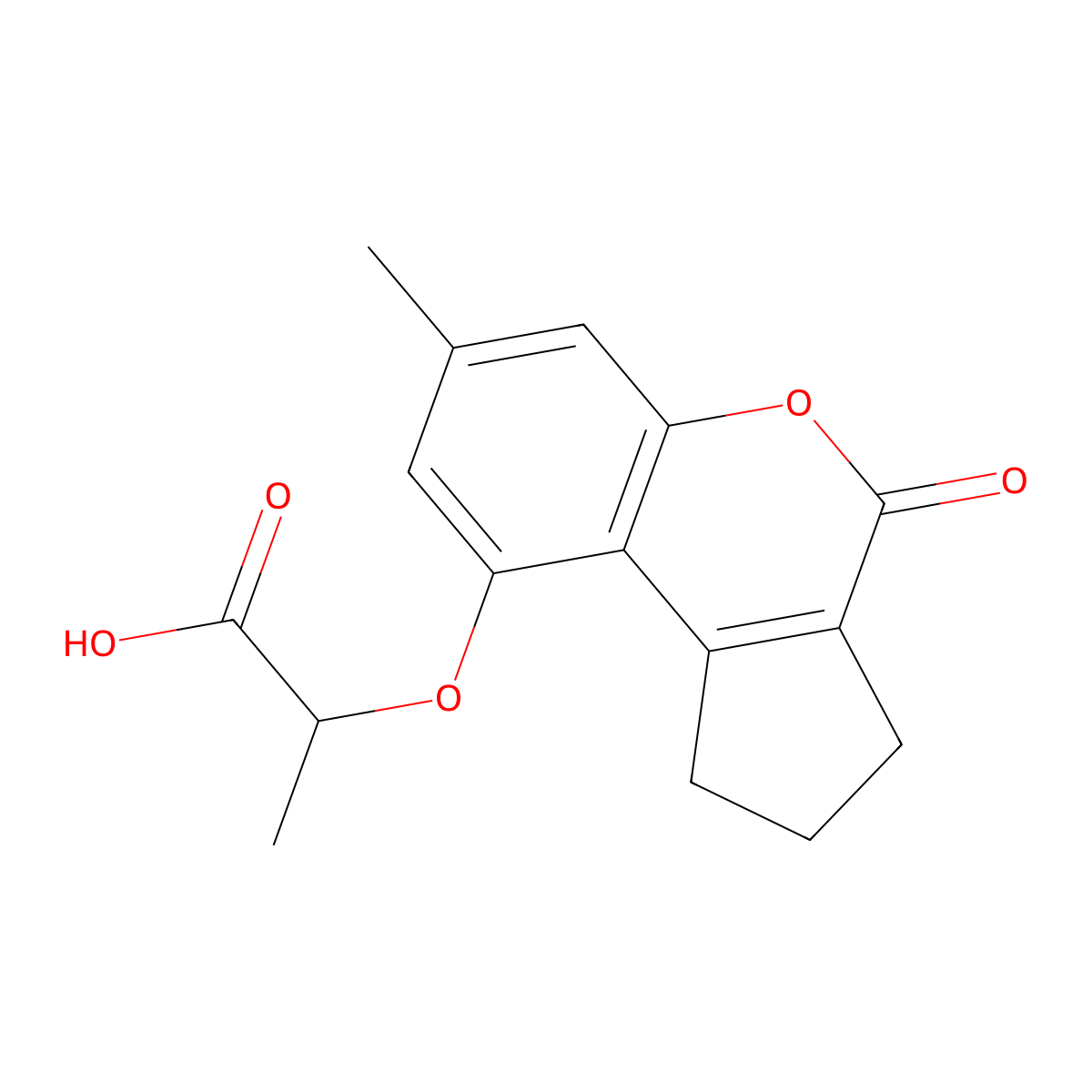2-[(7-Methyl-4-oxo-1,2,3,4-tetrahydrocyclopenta[c]chromen-9-yl)oxy]propanoic acid molecular structure, CAS 314744-27-9