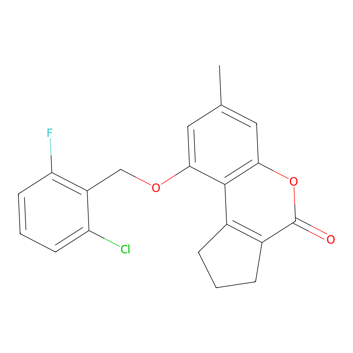 9-[(2-chloro-6-fluorobenzyl)oxy]-7-methyl-2,3-dihydrocyclopenta[c]chromen-4(1H)-one molecular structure, CAS 314744-36-0