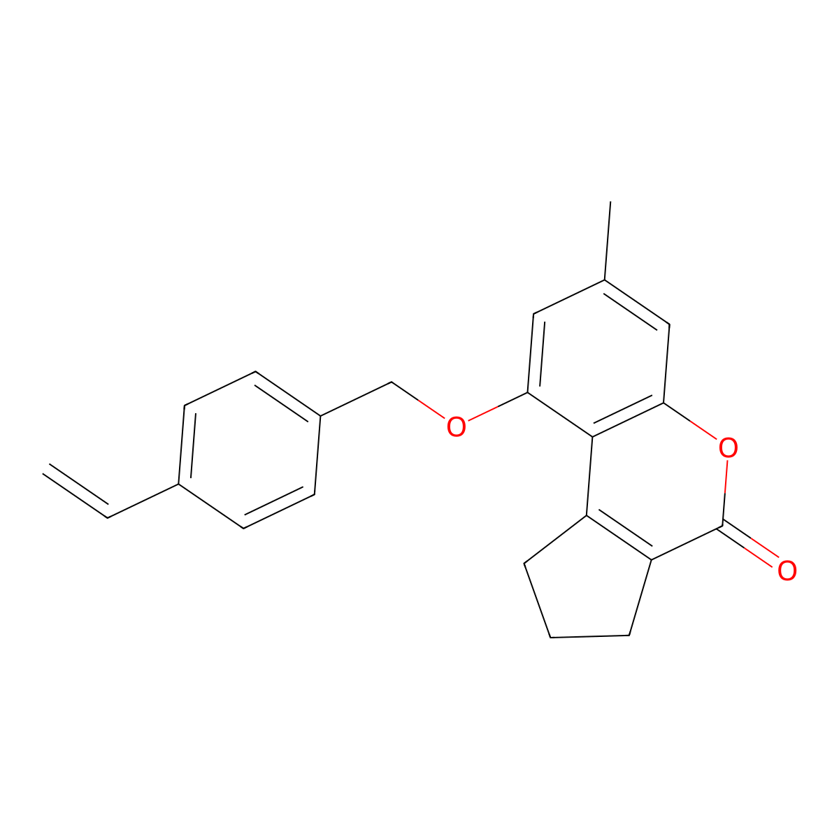 7-Methyl-9-((4-vinylbenzyl)oxy)-2,3-dihydrocyclopenta(C)chromen-4(1H)-one molecular structure, CAS 314744-37-1