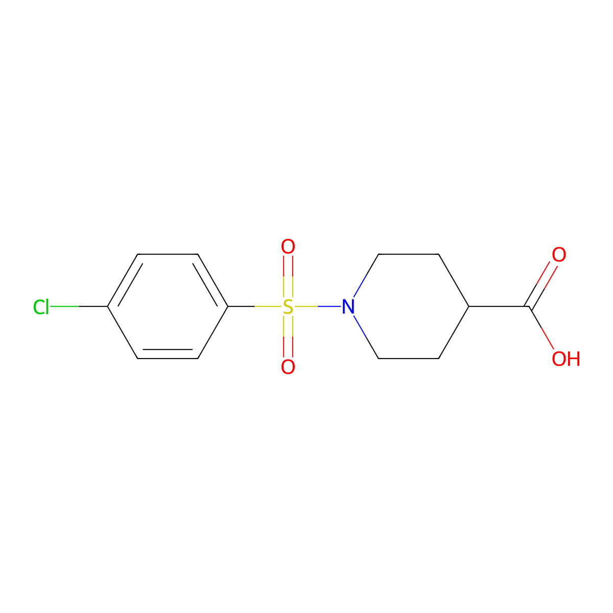 1-(4-Chlorobenzenesulfonyl)piperidine-4-carboxylic acid molecular structure, CAS 314744-43-9