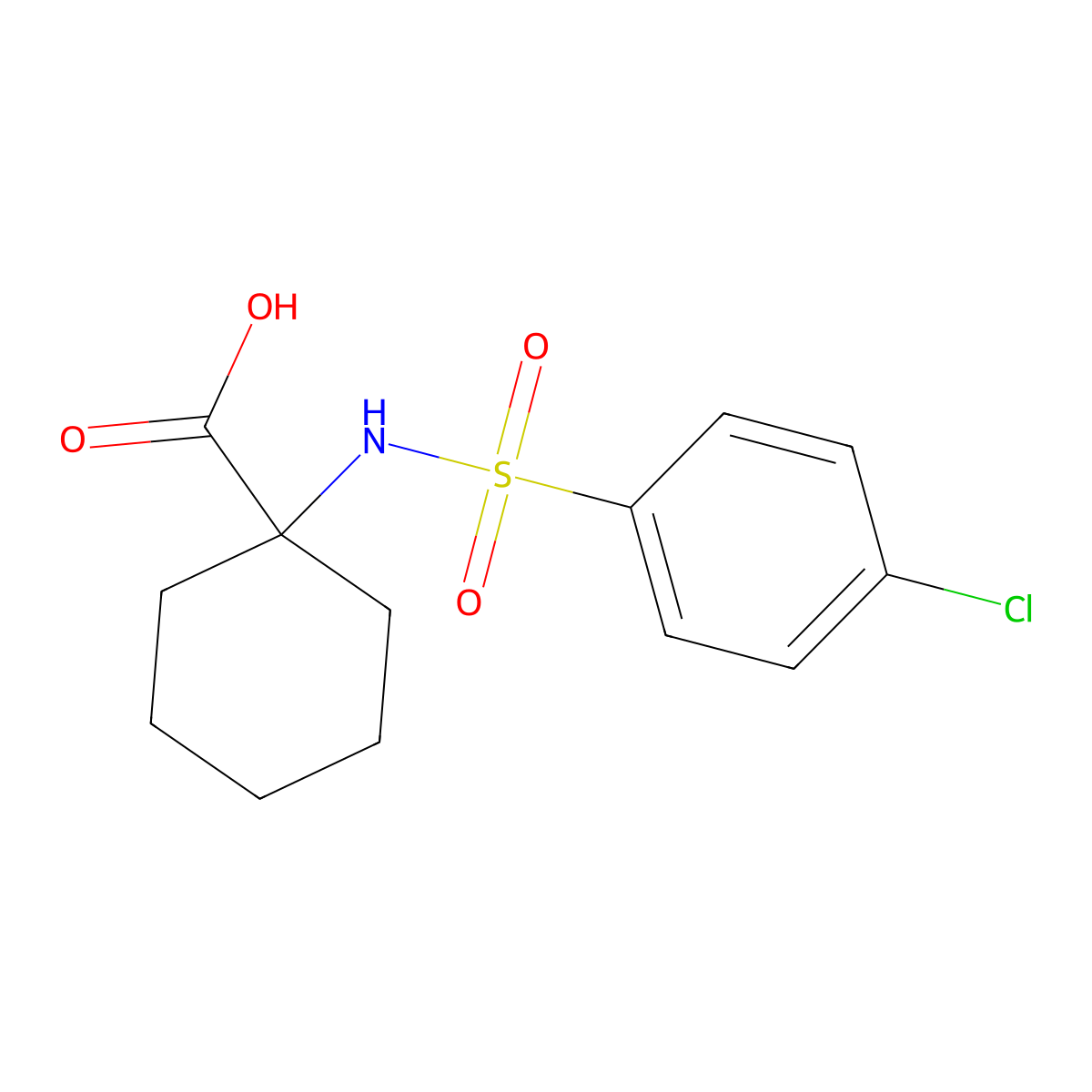 1-{[(4-Chlorophenyl)sulfonyl]amino}cyclohexanecarboxylic acid molecular structure, CAS 314744-46-2