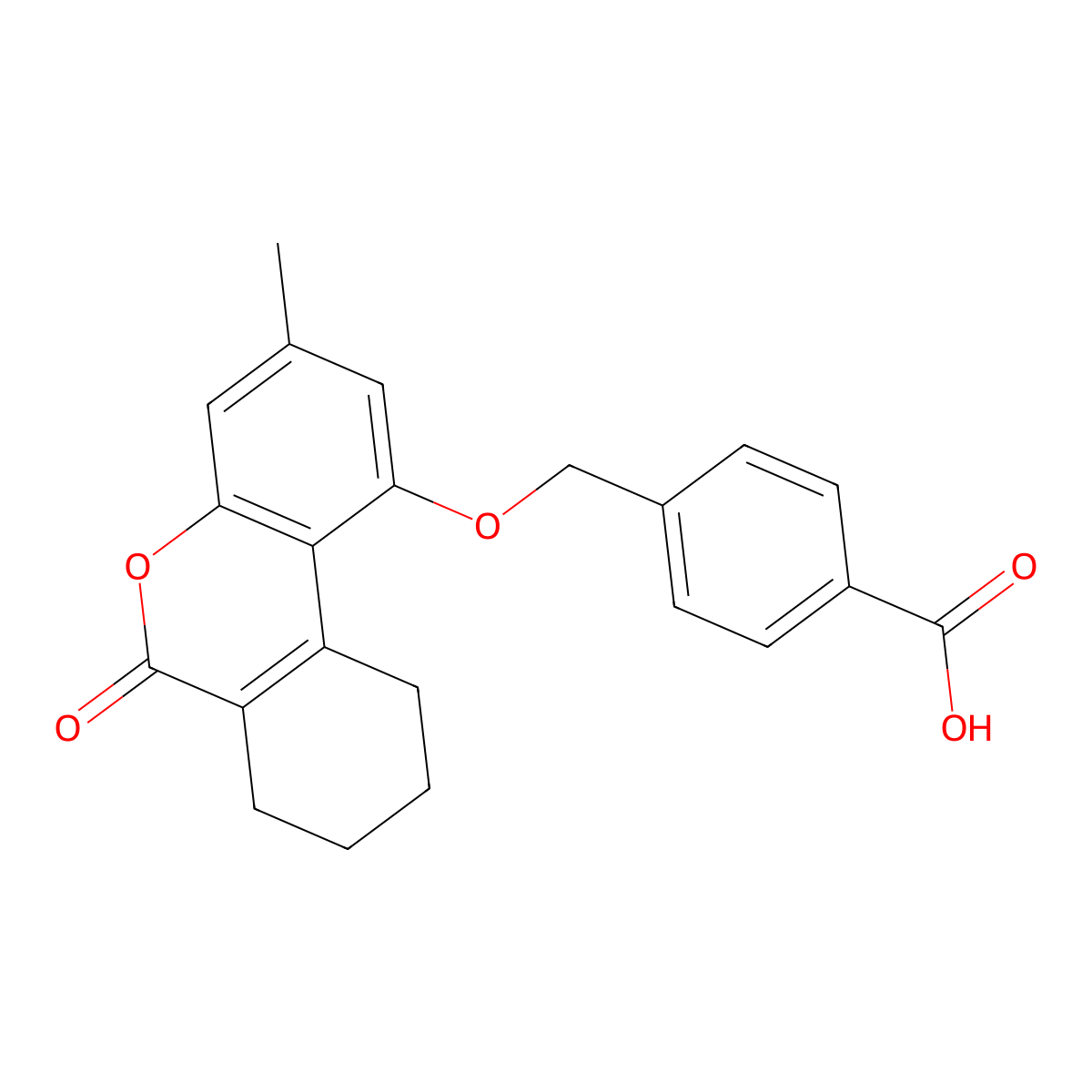4-{[(3-methyl-6-oxo-7,8,9,10-tetrahydro-6H-benzo[c]chromen-1-yl)oxy]methyl}benzoic acid molecular structure, CAS 314744-62-2