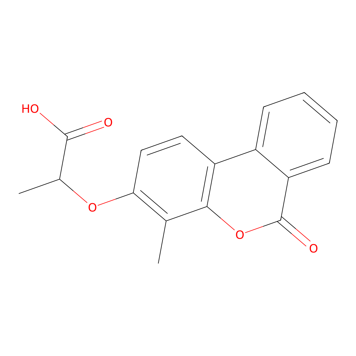 2-[(4-methyl-6-oxo-6H-benzo[c]chromen-3-yl)oxy]propanoic acid molecular structure, CAS 314744-86-0