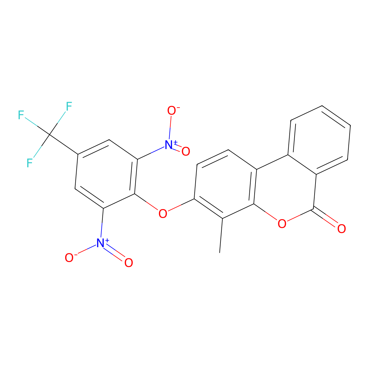 3-[2,6-dinitro-4-(trifluoromethyl)phenoxy]-4-methyl-6H-benzo[c]chromen-6-one molecular structure, CAS 314745-01-2