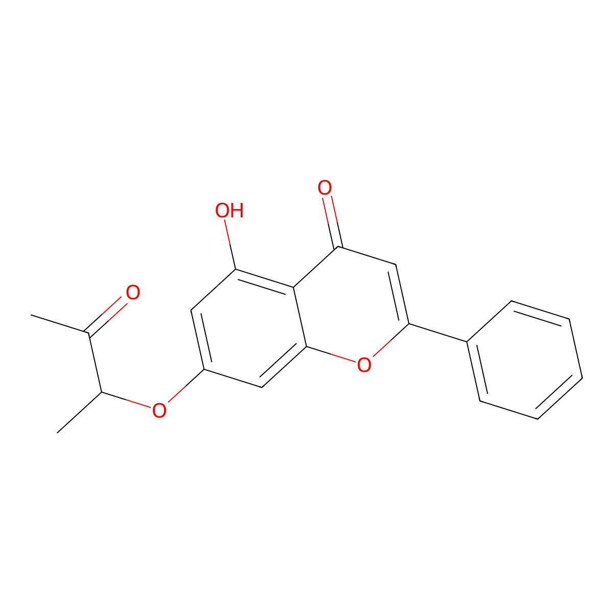 5-hydroxy-7-(1-methyl-2-oxopropoxy)-2-phenyl-4H-chromen-4-one molecular structure, CAS 314745-21-6