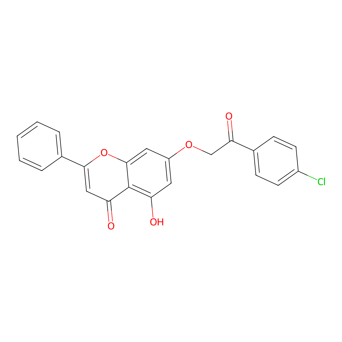 7-[2-(4-chlorophenyl)-2-oxoethoxy]-5-hydroxy-2-phenyl-4H-chromen-4-one molecular structure, CAS 314745-25-0